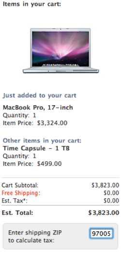 Laptop shipped to CA