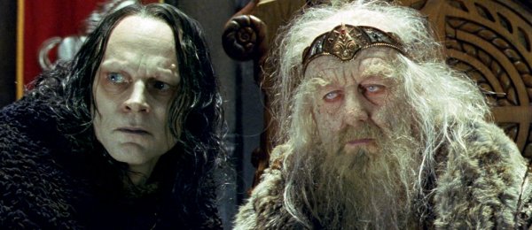 Grima Wormtongue with King Theoden from the Lord of the Rings Two Towers
