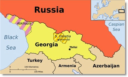Russia Georgia Abkhazia South Ossetia map